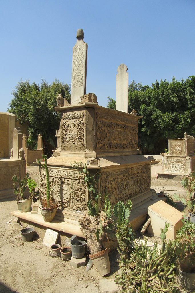 View of a marble cenotaph, looking N