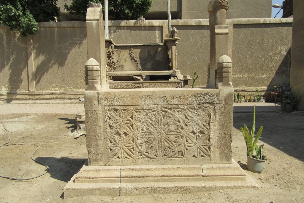 View of a Limestone tombmarker, lookinge